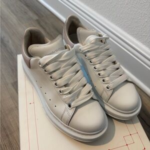 White and Beige Sneakers